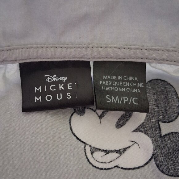 Disney Mickey Mouse Gray Print Short Sleeve Button Down Shirt Men's Size S - Picture 11 of 13